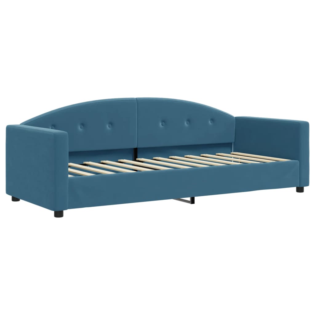 Kék kihúzható bársony heverő fiókokkal 80 x 200 cm Kék kihúzható bársony heverő fiókokkal 80 x 200 cm