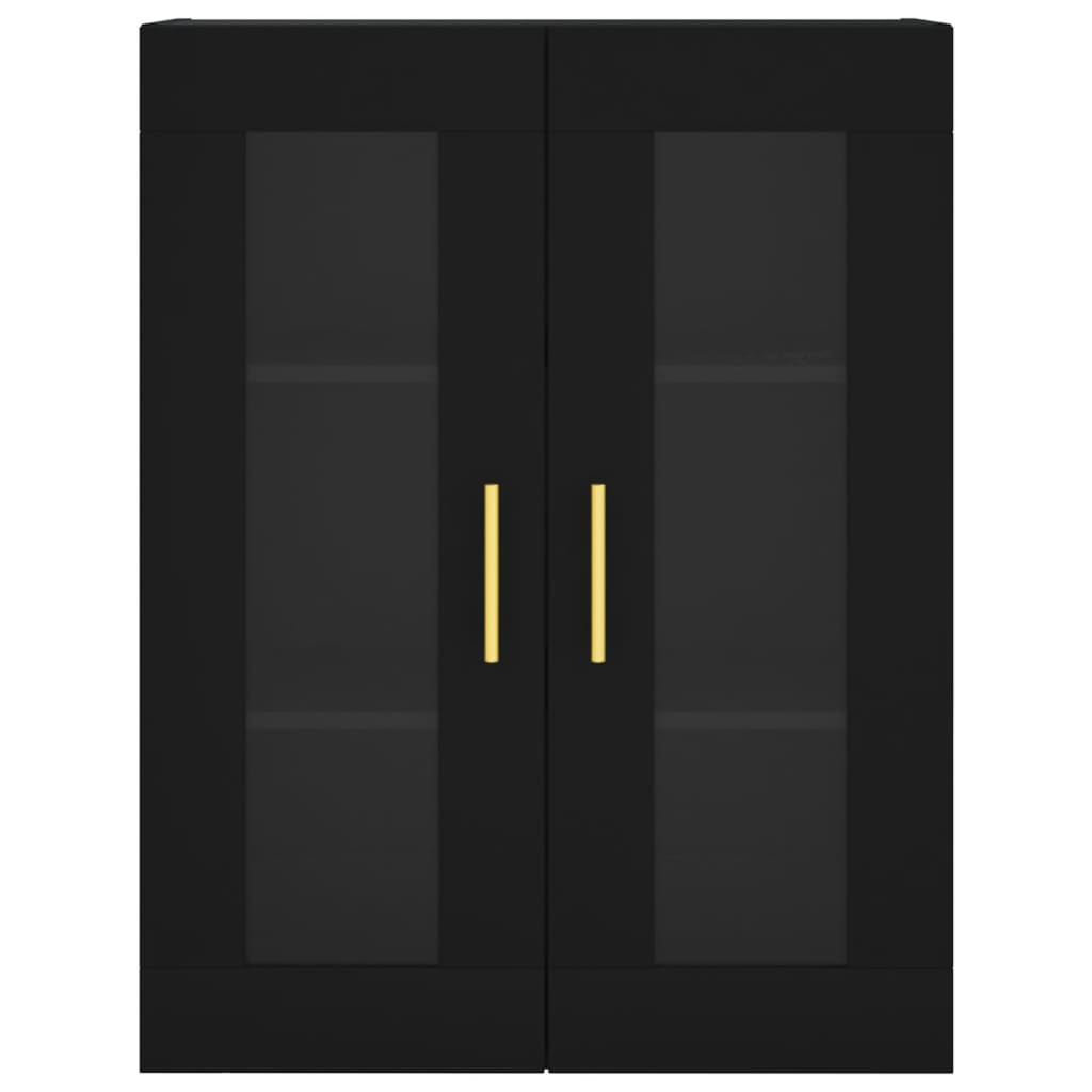 2 db fekete szerelt fa falra szerelhető szekrény