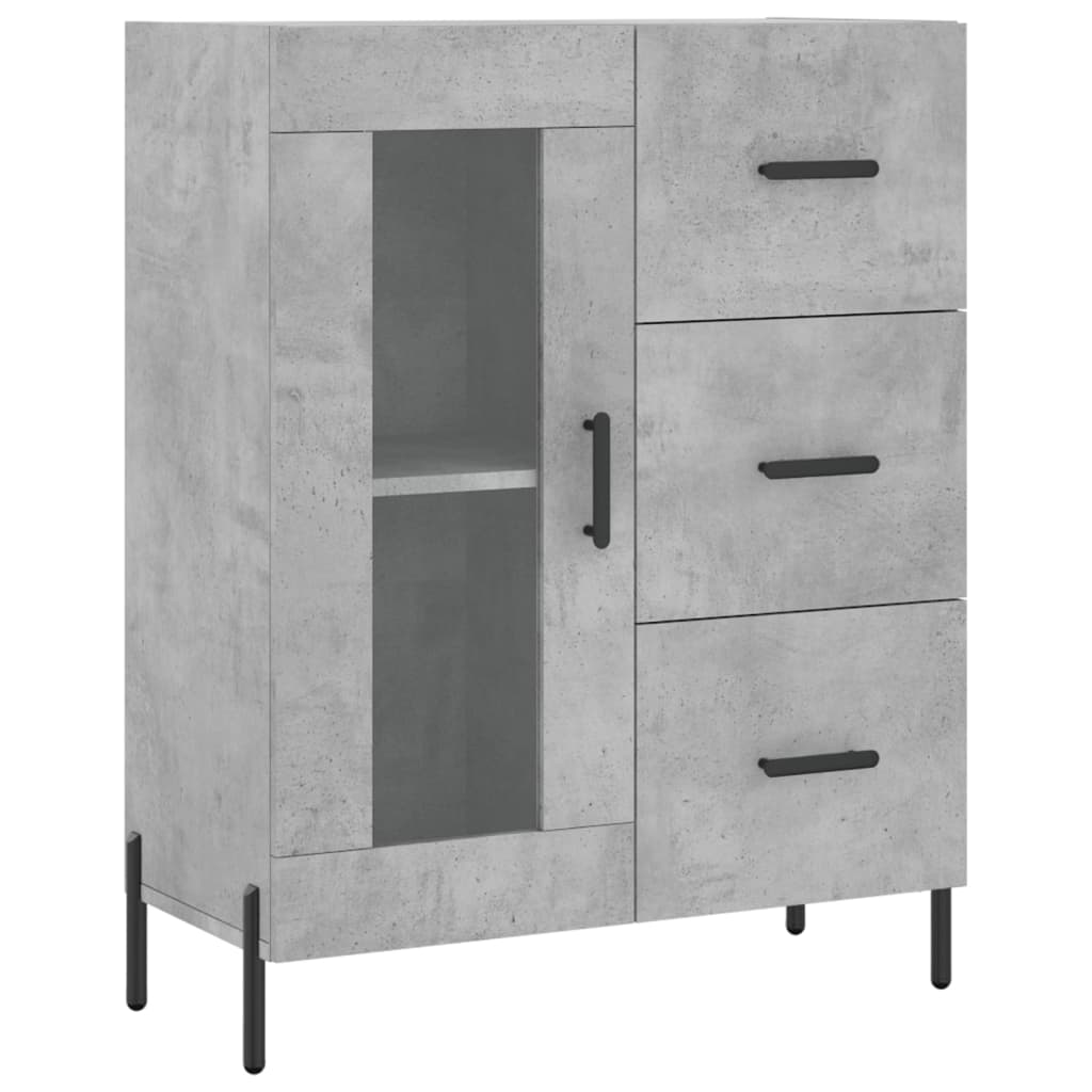 Betonszürke szerelt fa magasszekrény 69,5 x 34 x 180 cm