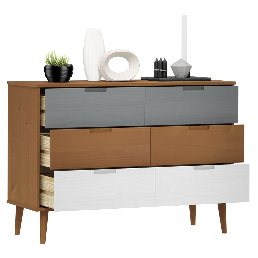 Barna tömör fenyőfa fiókos szekrény 113x40x80 cm Barna tömör fenyőfa fiókos szekrény 113x40x80 cm