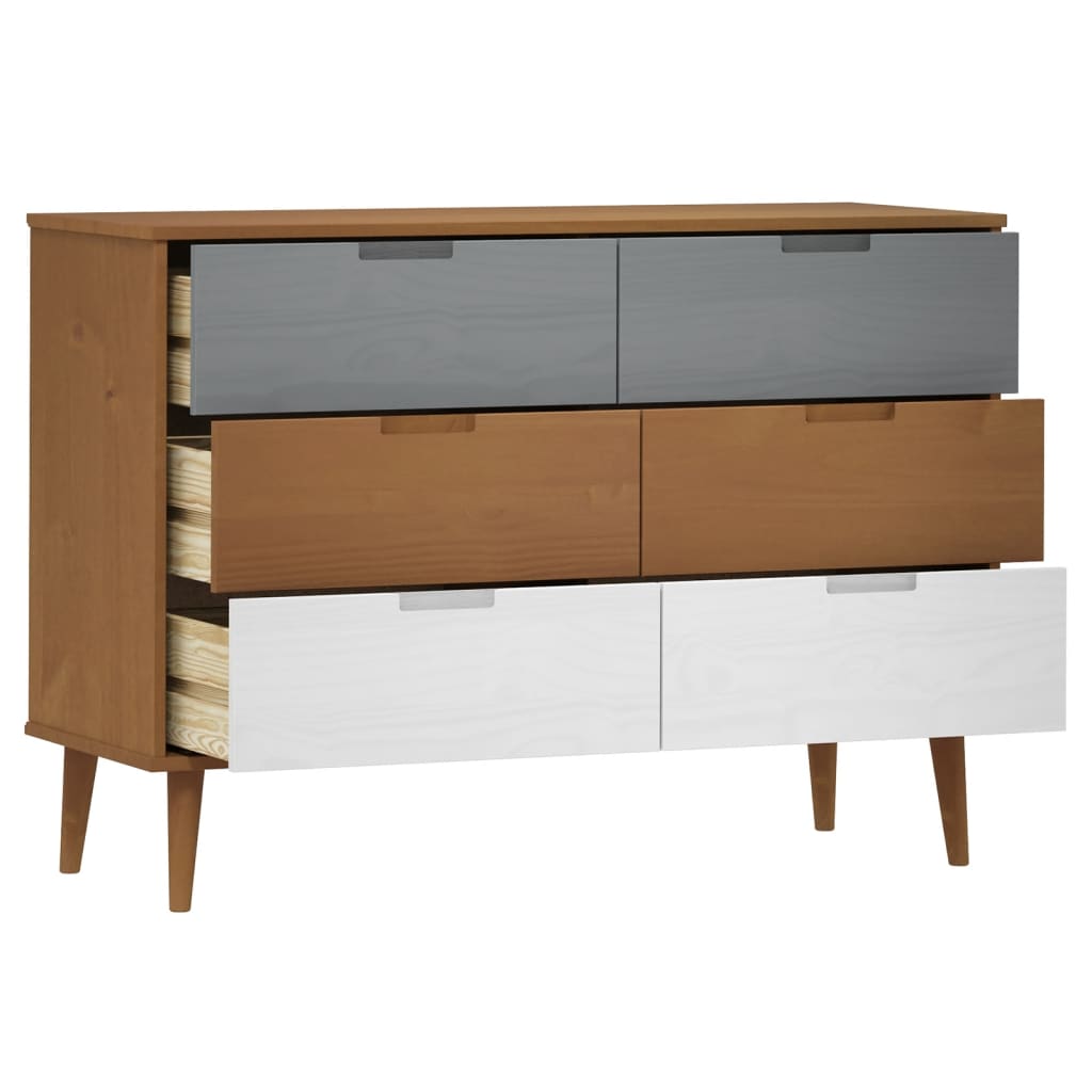 Barna tömör fenyőfa fiókos szekrény 113x40x80 cm Barna tömör fenyőfa fiókos szekrény 113x40x80 cm