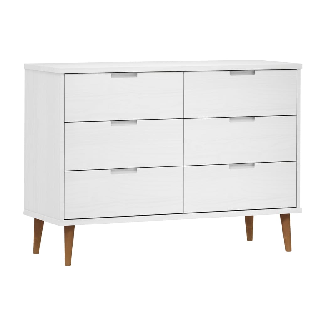 Fehér tömör fenyőfa fiókos szekrény 113x40x80 cm Fehér tömör fenyőfa fiókos szekrény 113x40x80 cm