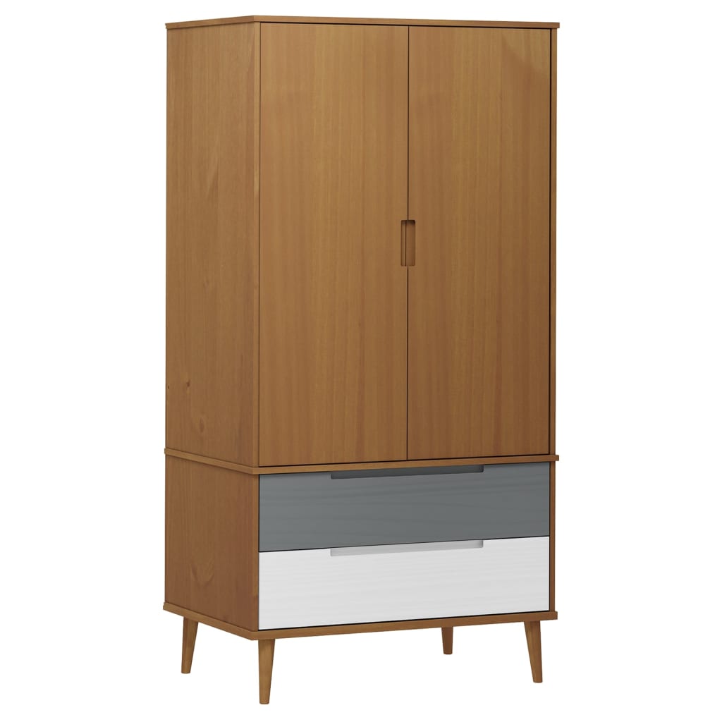 Molde barna tömör fenyőfa gardrób 90 x 55 x 175 cm
