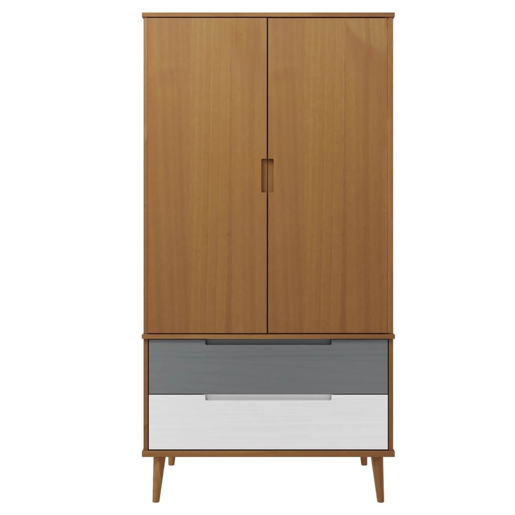 Molde barna tömör fenyőfa gardrób 90 x 55 x 175 cm