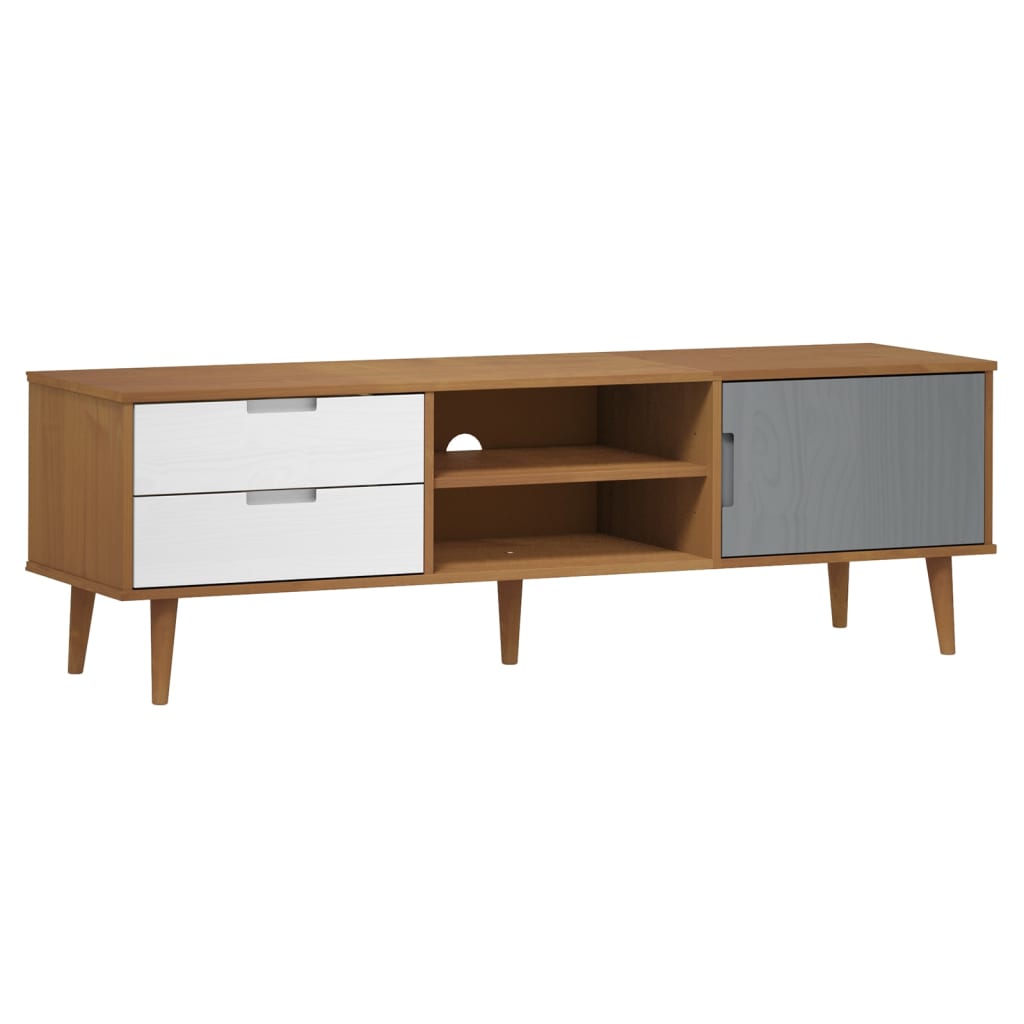 Barna tömör fenyőfa tv-szekrény 158 x 40 x 49 cm Barna tömör fenyőfa tv-szekrény 158 x 40 x 49 cm