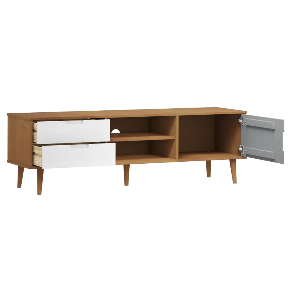 Barna tömör fenyőfa tv-szekrény 158 x 40 x 49 cm Barna tömör fenyőfa tv-szekrény 158 x 40 x 49 cm