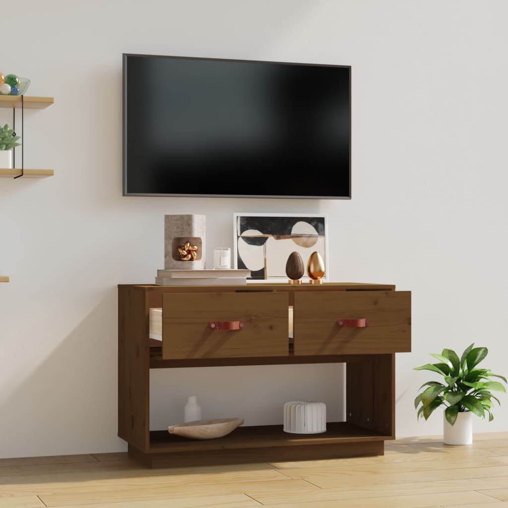 Mézbarna tömör fenyőfa tv-szekrény 90x40x60 cm Mézbarna tömör fenyőfa tv-szekrény 90x40x60 cm