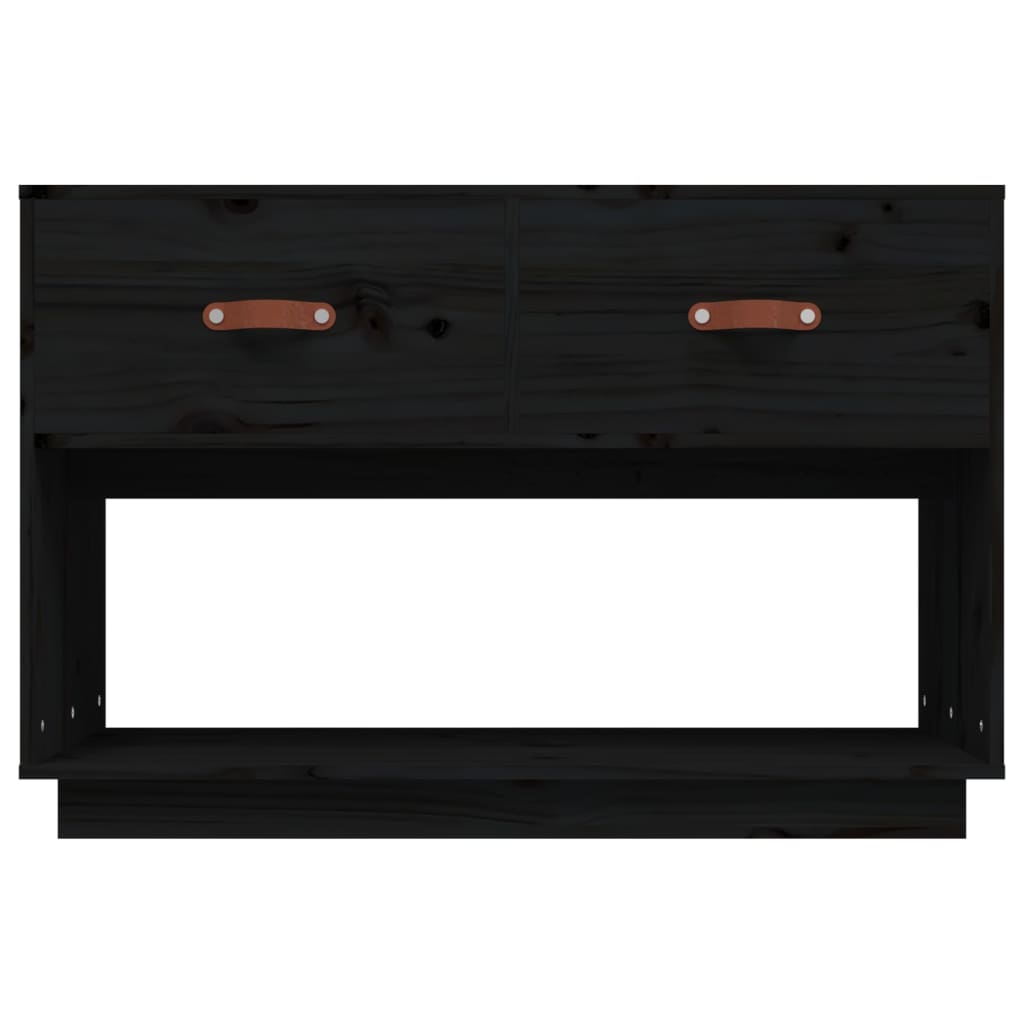 Fekete tömör fenyőfa tv-szekrény 90x40x602 cm