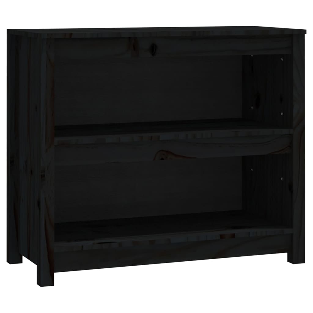 Fekete tömör fenyőfa könyvszekrény 80x35x68 cm Fekete tömör fenyőfa könyvszekrény 80x35x68 cm