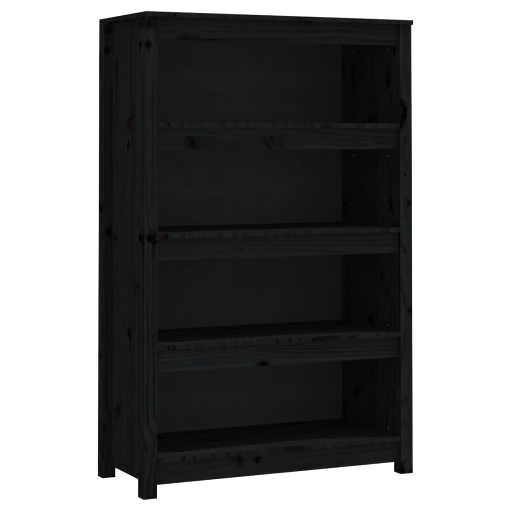 Fekete tömör fenyőfa könyvszekrény 80x35x126 cm Fekete tömör fenyőfa könyvszekrény 80x35x126 cm