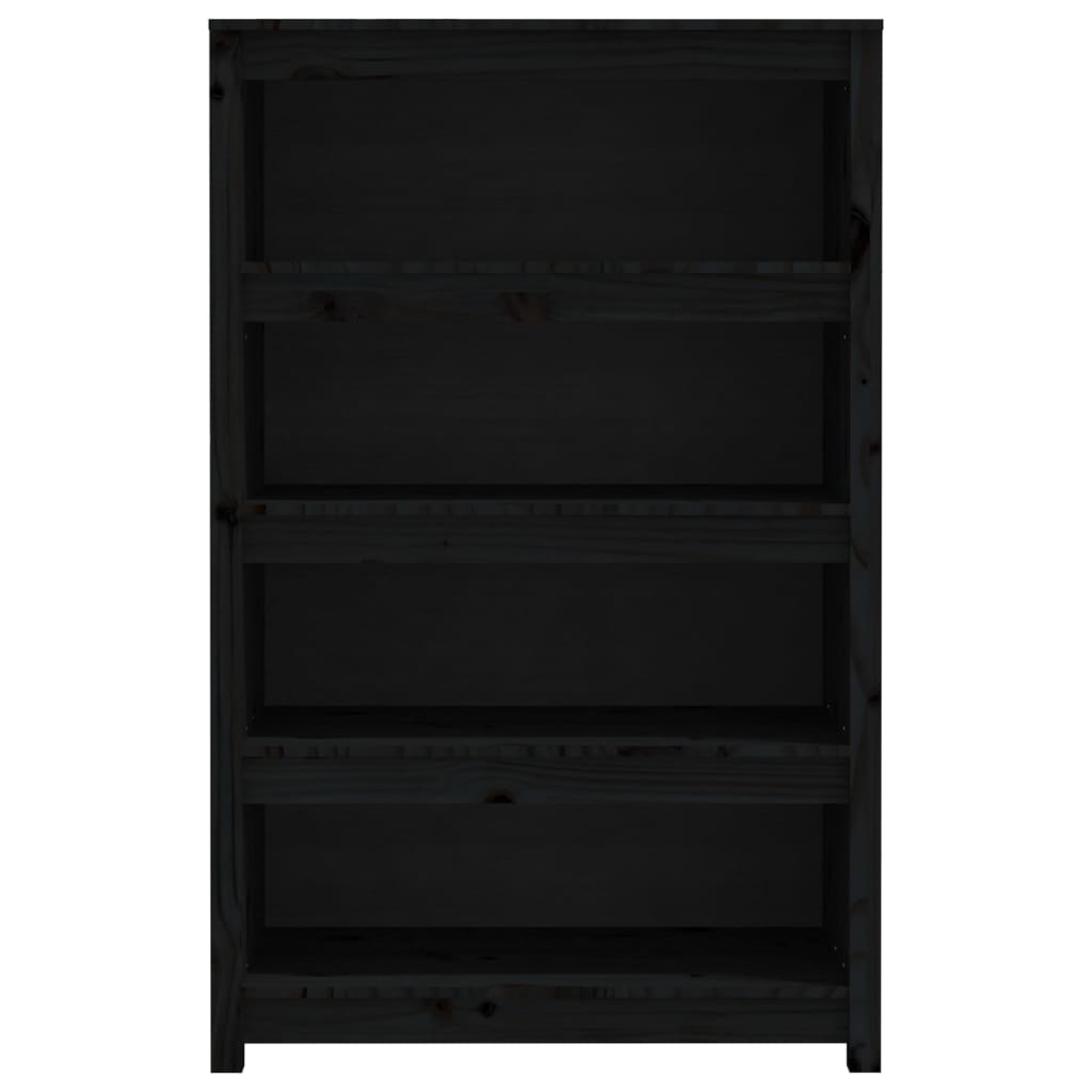Fekete tömör fenyőfa könyvszekrény 80x35x126 cm Fekete tömör fenyőfa könyvszekrény 80x35x126 cm