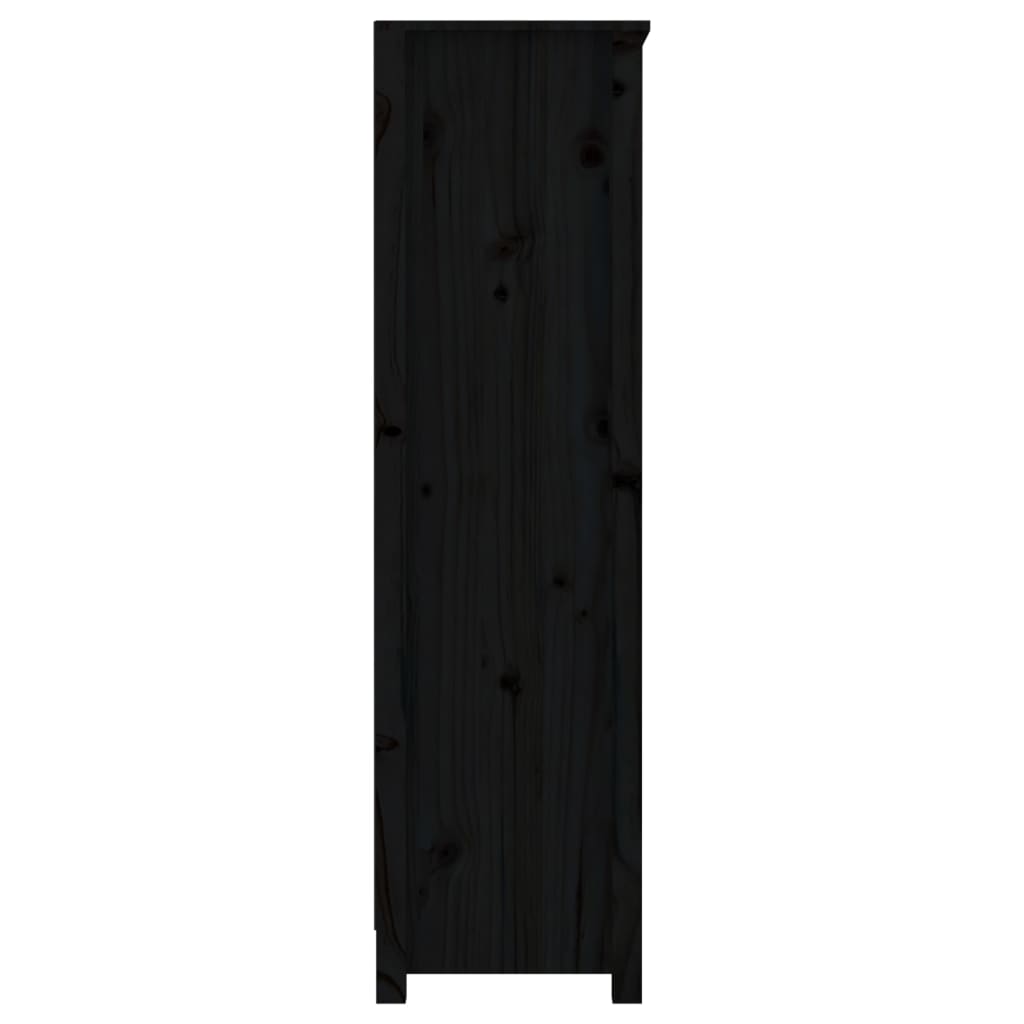 Fekete tömör fenyőfa könyvszekrény 80x35x126 cm Fekete tömör fenyőfa könyvszekrény 80x35x126 cm