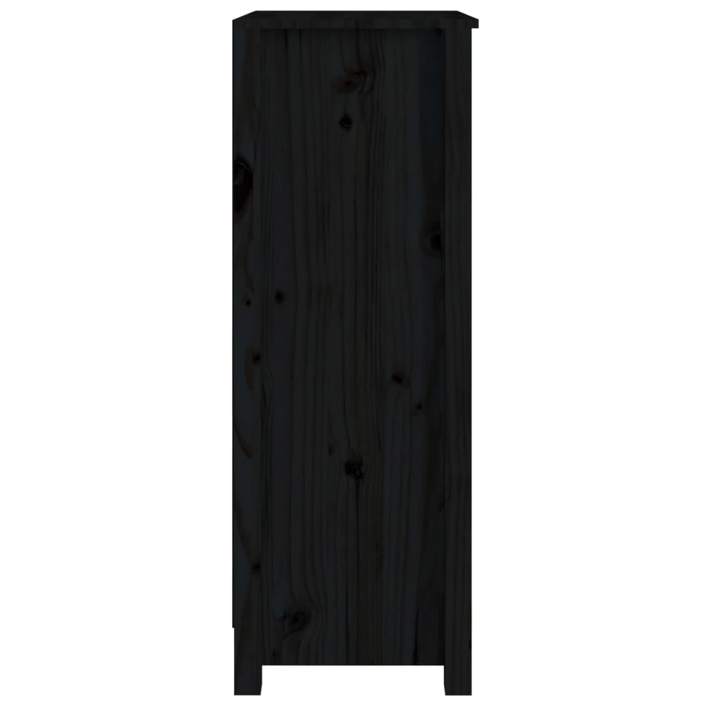 Fekete tömör fenyőfa könyvszekrény 50 x 35 x 97 cm