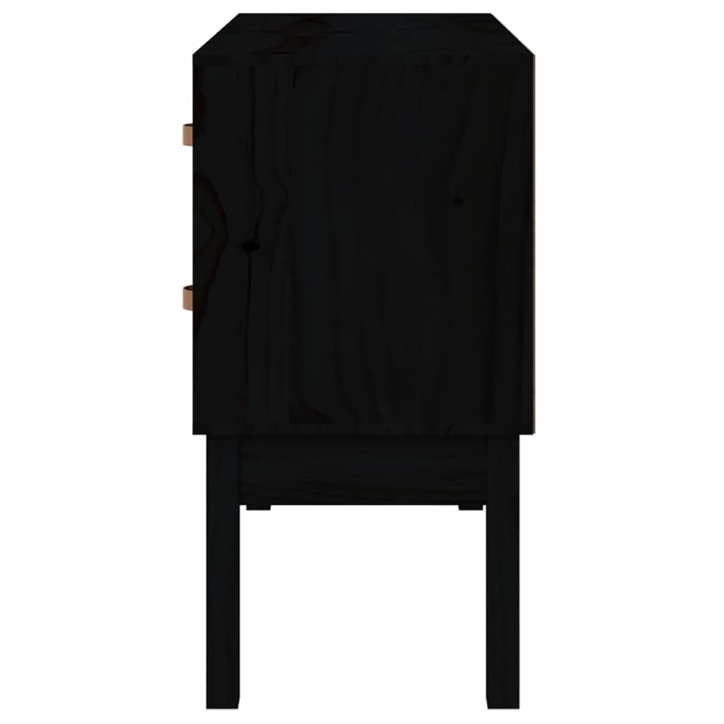 Fekete tömör fenyőfa tálalószekrény 90x40x78 cm