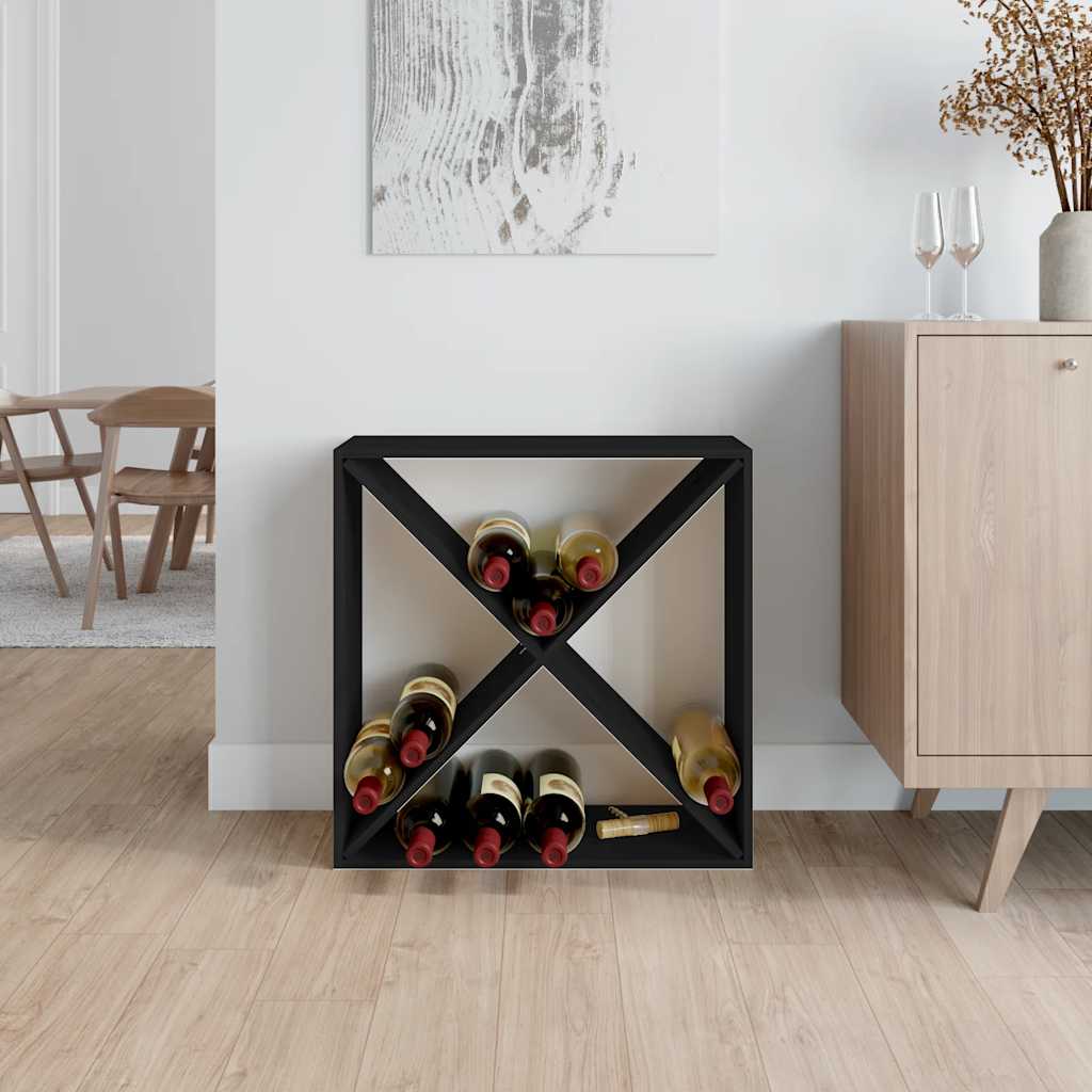 Fekete tömör fenyőfa borszekrény 62x25x62 cm