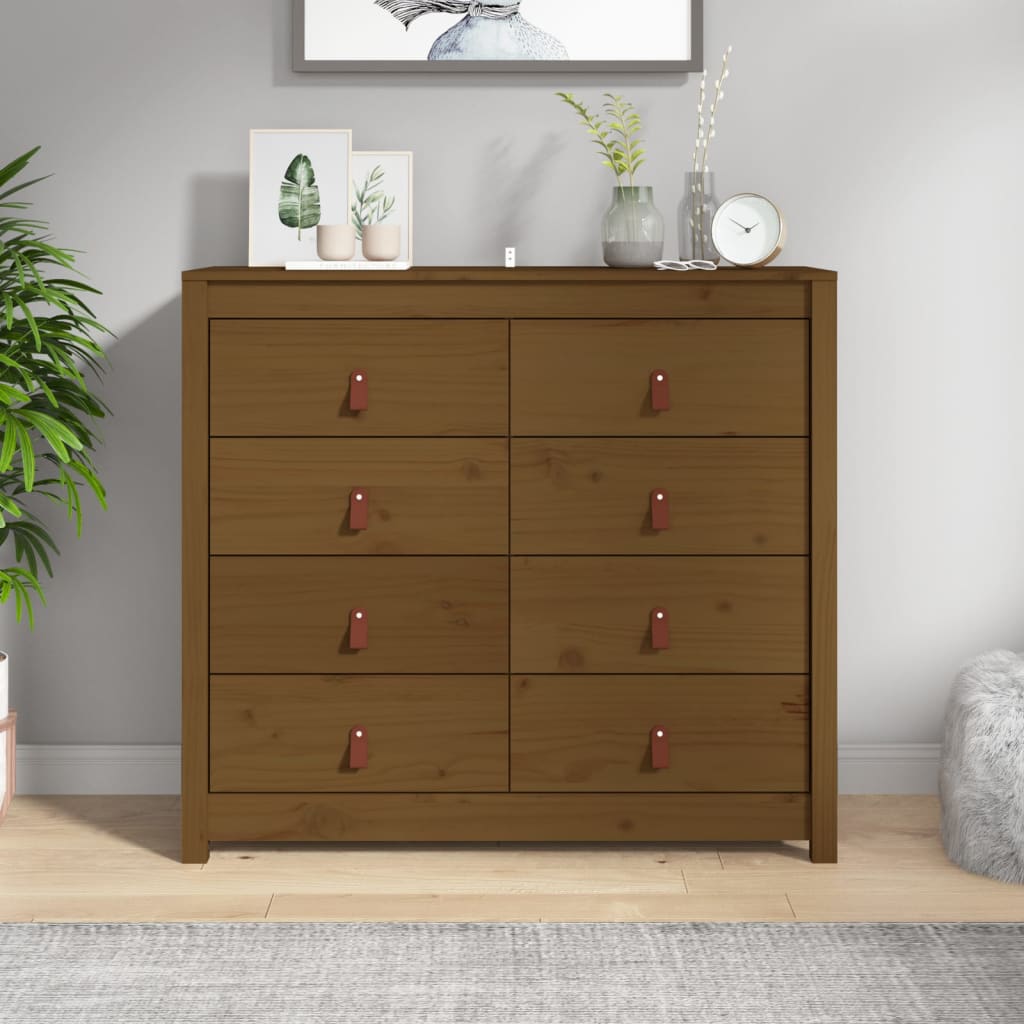 Mézbarna tömör fenyőfa kisszekrény 100 x 40 x 90 cm