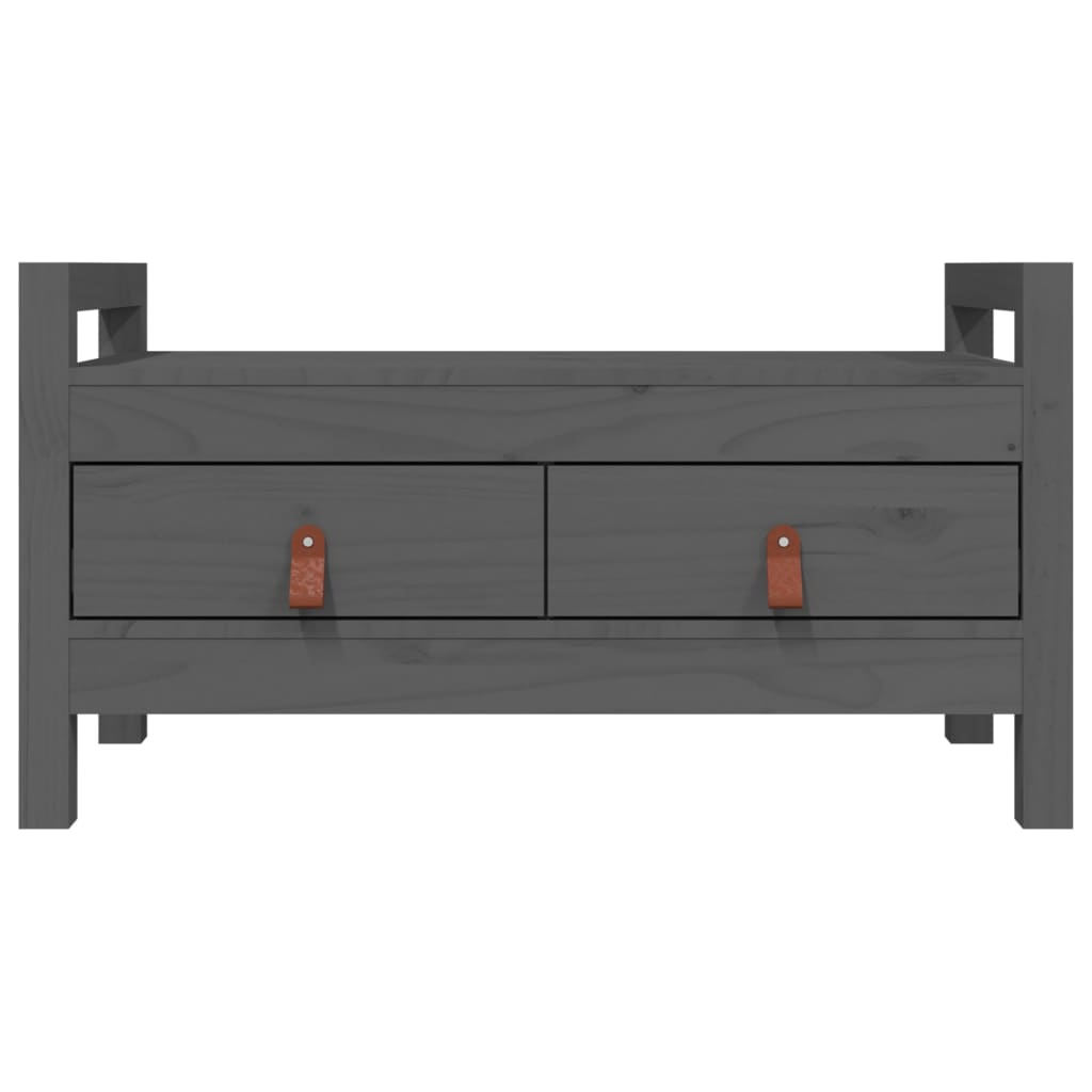 Szürke tömör fenyőfa előszoba pad 80 x 40 x 43 cm