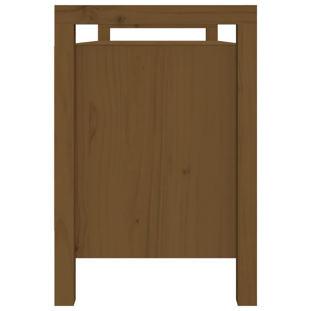 Mézbarna tömör fenyőfa előszoba pad 110 x 40 x 60 cm