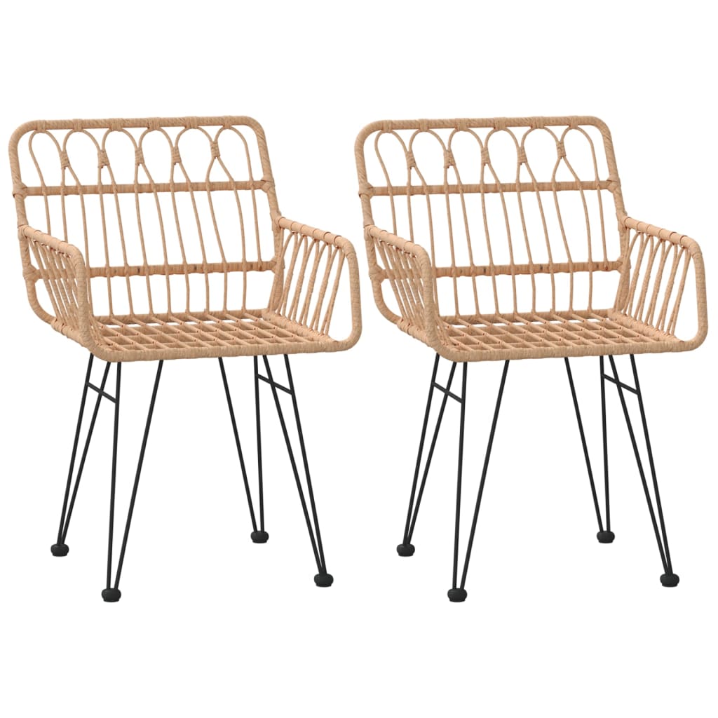 2 db fekete pe rattan karfás kerti szék 56 x 64 x 80 cm
