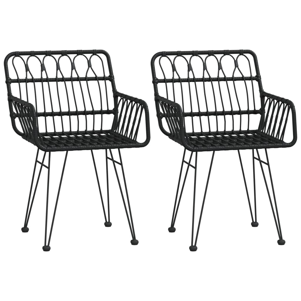 2 db fekete pe rattan karfás kerti szék 56 x 64 x 80 cm