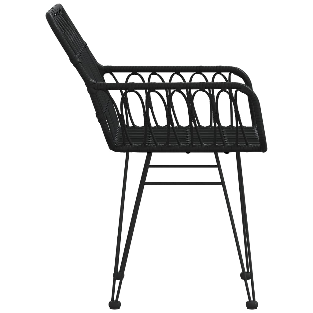 2 db fekete pe rattan karfás kerti szék 56 x 64 x 80 cm