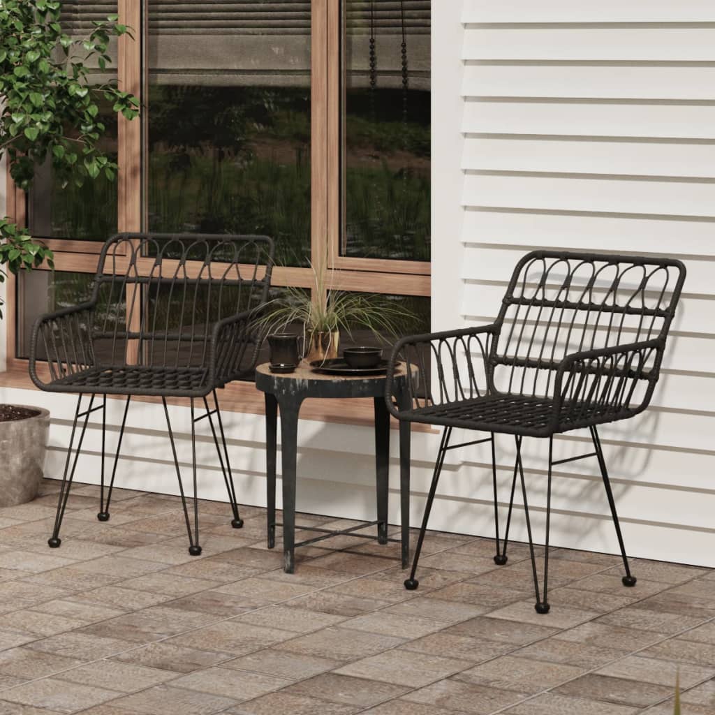 2 db fekete pe rattan karfás kerti szék 56 x 64 x 80 cm