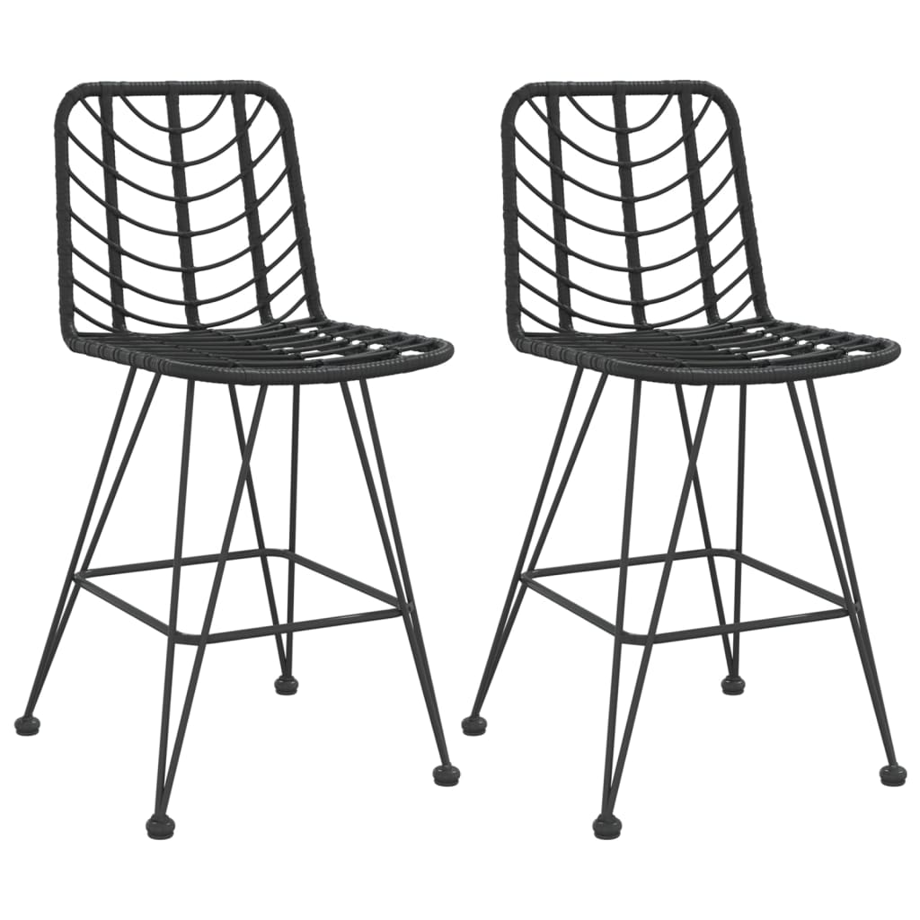 2 db bárszék fekete polietilén rattan és acél 45x56x103,5 cm