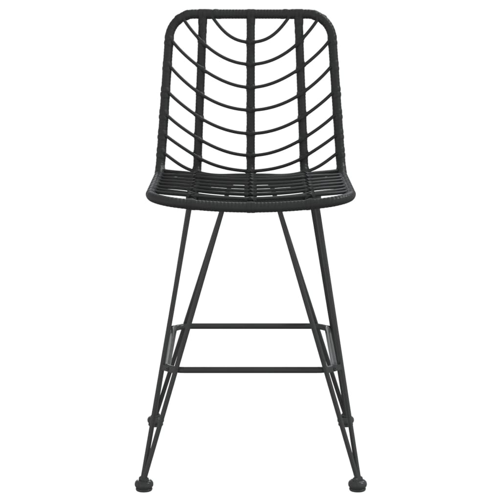 2 db bárszék fekete polietilén rattan és acél 45x56x103,5 cm