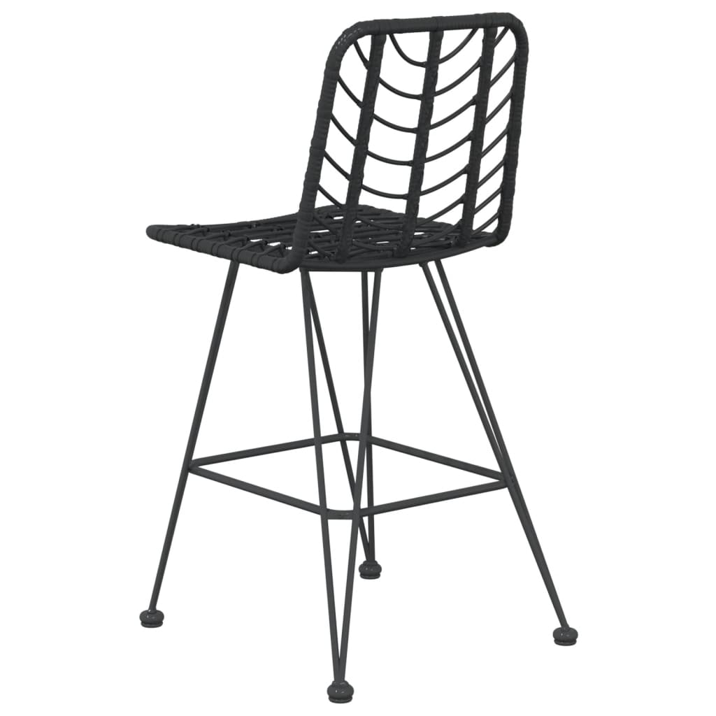 2 db bárszék fekete polietilén rattan és acél 45x56x103,5 cm