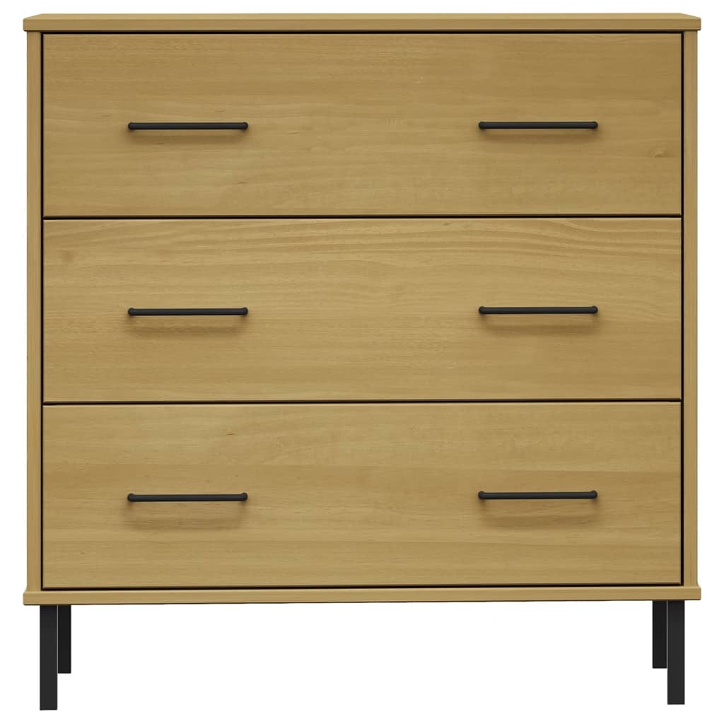 Oslo barna tömör fa tálalószekrény 3 fiókkal 77 x 40 x 79,5 cm