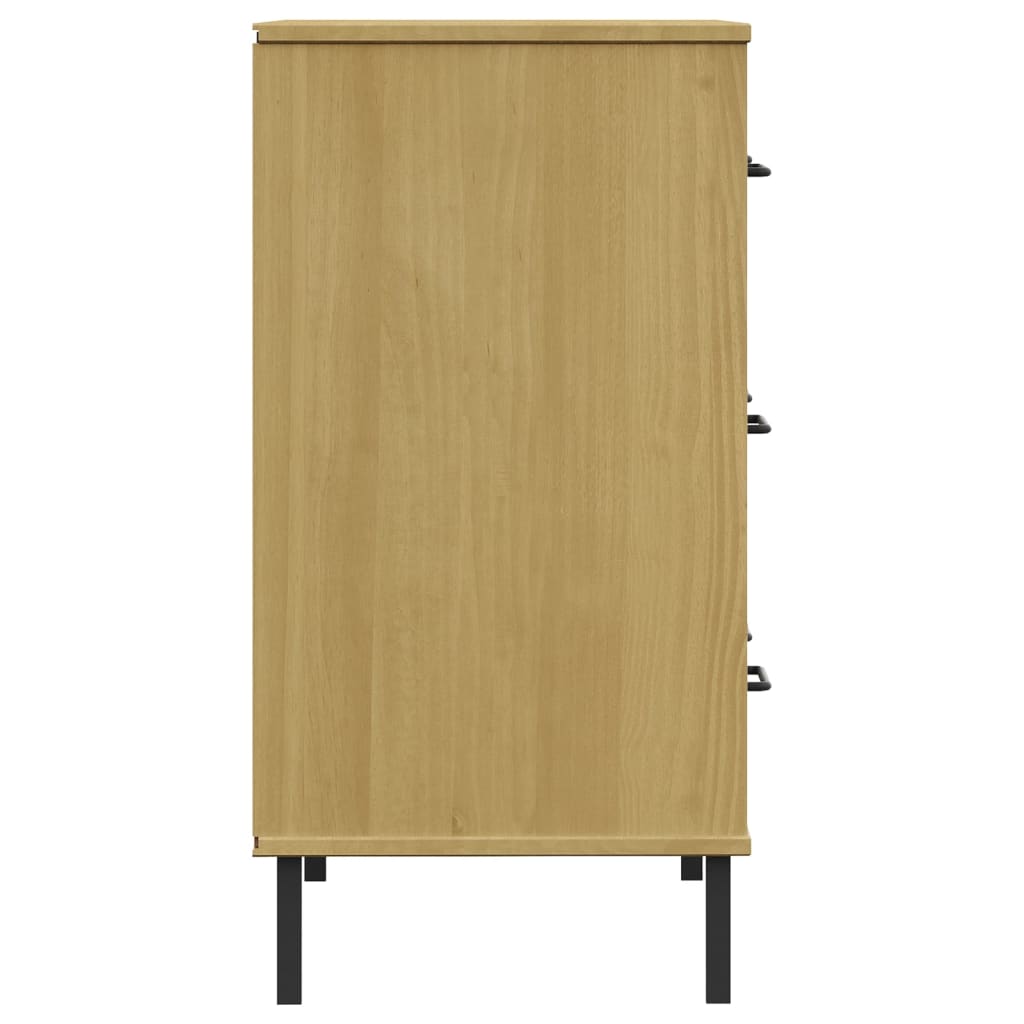 Oslo barna tömör fa tálalószekrény 3 fiókkal 77 x 40 x 79,5 cm