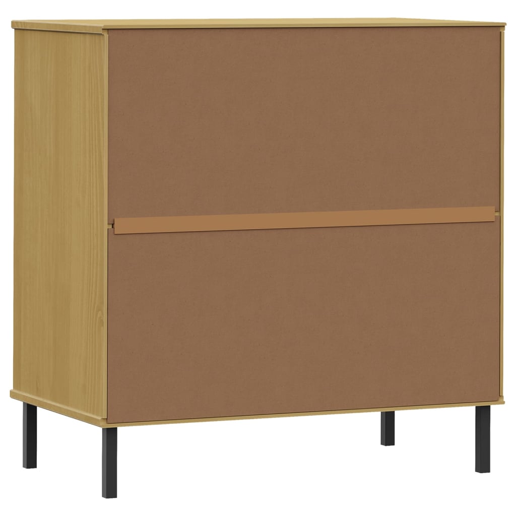 Oslo barna tömör fa tálalószekrény 3 fiókkal 77 x 40 x 79,5 cm