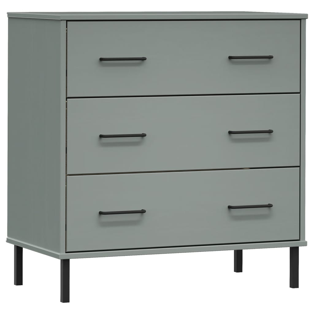 Oslo szürke tömör fa tálalószekrény 3 fiókkal 77 x 40 x 79,5 cm Oslo szürke tömör fa tálalószekrény 3 fiókkal 77 x 40 x 79,5 cm