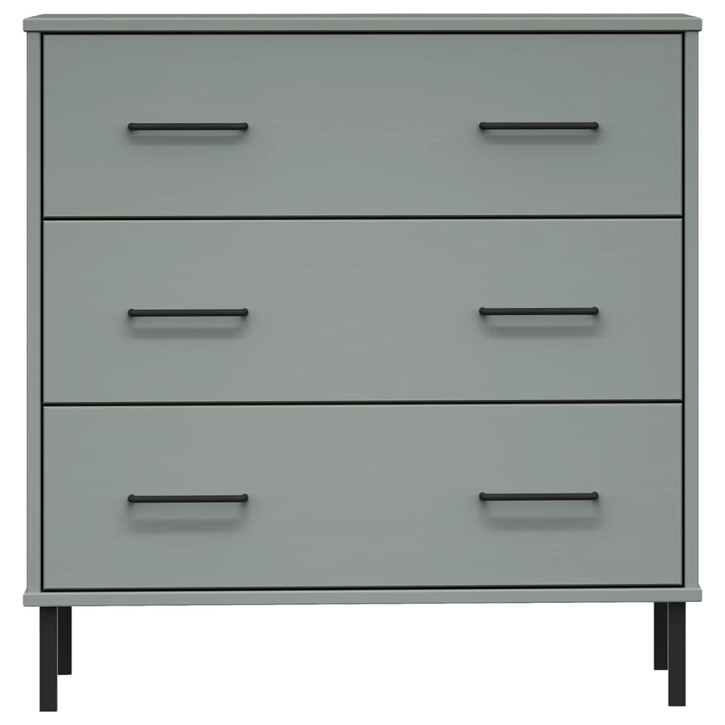 Oslo szürke tömör fa tálalószekrény 3 fiókkal 77 x 40 x 79,5 cm Oslo szürke tömör fa tálalószekrény 3 fiókkal 77 x 40 x 79,5 cm