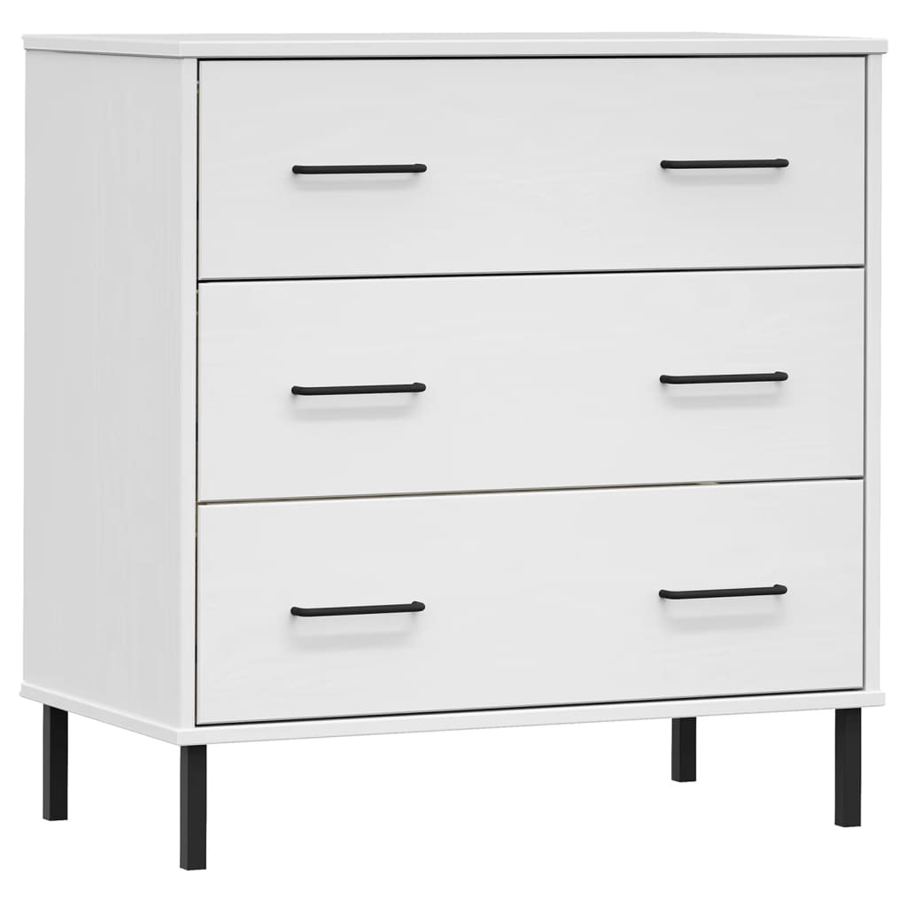 Oslo fehér tömör fa tálalószekrény 3 fiókkal 77 x 40 x 79,5 cm