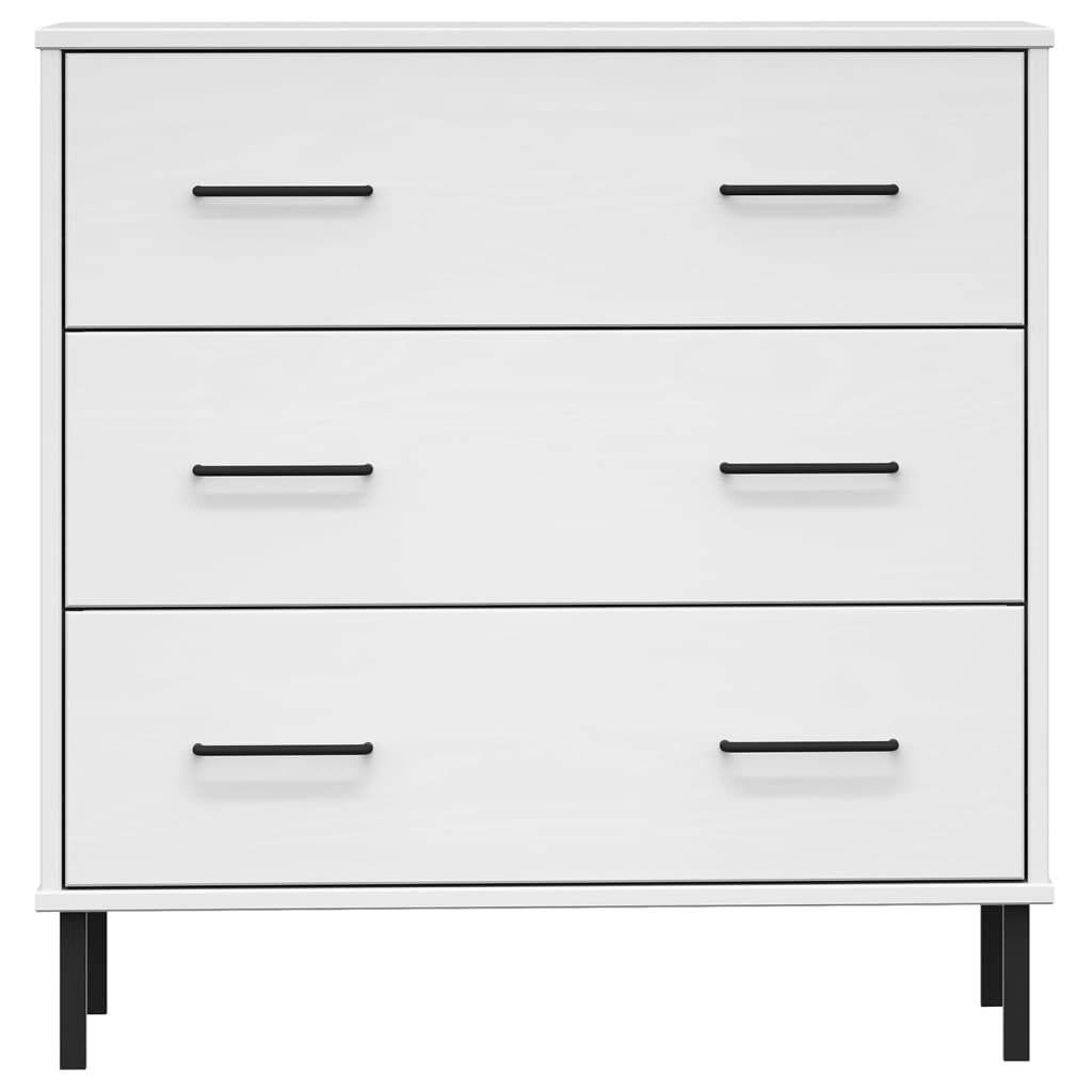 Oslo fehér tömör fa tálalószekrény 3 fiókkal 77 x 40 x 79,5 cm
