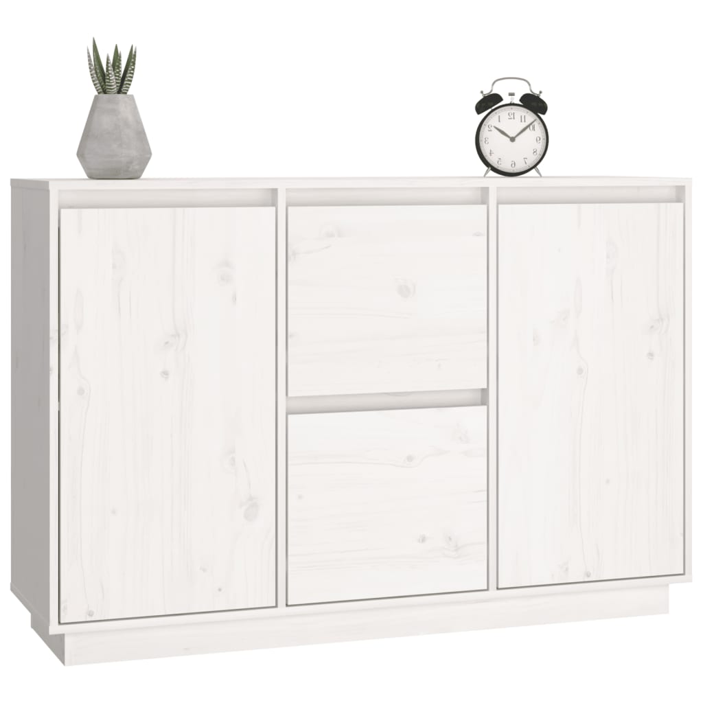 Fehér tömör fenyőfa tálalószekrény 111 x 34 x 75 cm Fehér tömör fenyőfa tálalószekrény 111 x 34 x 75 cm