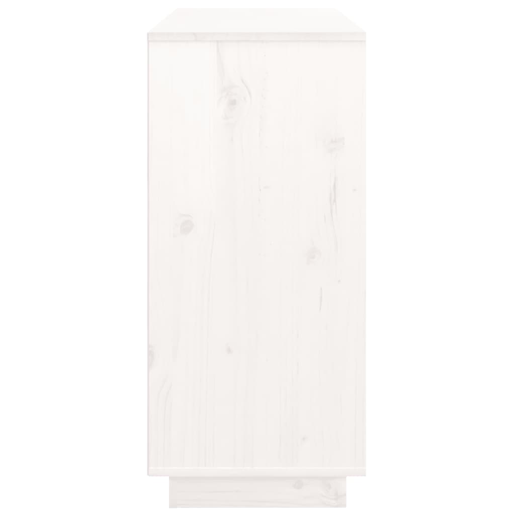 Fehér tömör fenyőfa tálalószekrény 111 x 34 x 75 cm Fehér tömör fenyőfa tálalószekrény 111 x 34 x 75 cm