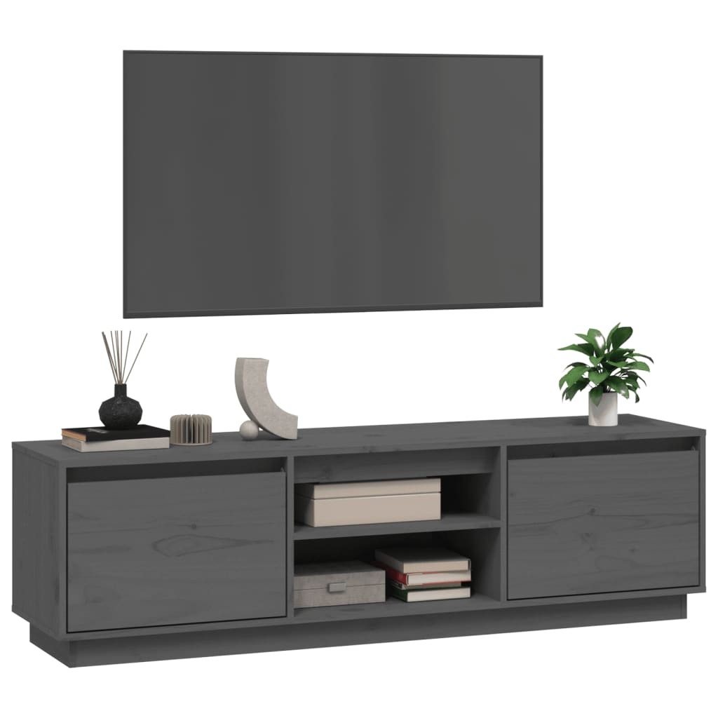 Szürke tömör fenyőfa tv-szekrény 140 x 35 x 40 cm Szürke tömör fenyőfa tv-szekrény 140 x 35 x 40 cm