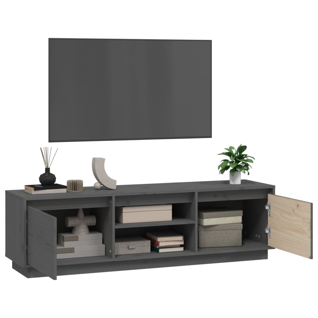 Szürke tömör fenyőfa tv-szekrény 140 x 35 x 40 cm Szürke tömör fenyőfa tv-szekrény 140 x 35 x 40 cm