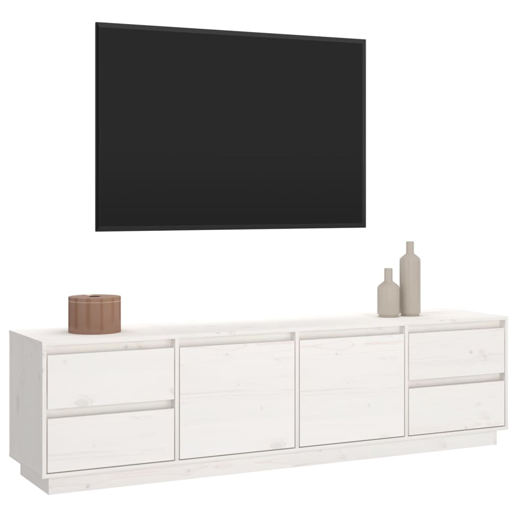 Fehér tömör fenyőfa tv-szekrény 176 x 37 x 47,5 cm Fehér tömör fenyőfa tv-szekrény 176 x 37 x 47,5 cm