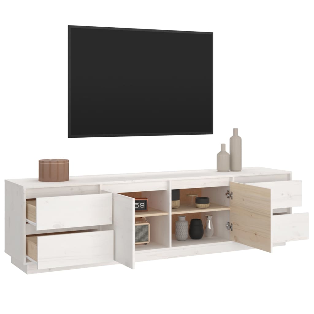 Fehér tömör fenyőfa tv-szekrény 176 x 37 x 47,5 cm Fehér tömör fenyőfa tv-szekrény 176 x 37 x 47,5 cm