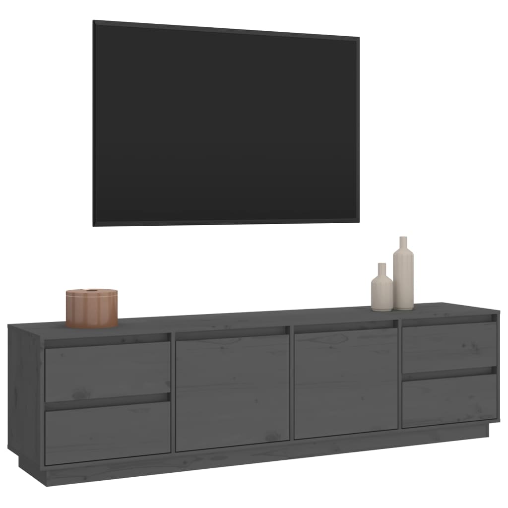 Szürke tömör fenyőfa tv-szekrény 176 x 37 x 47,5 cm
