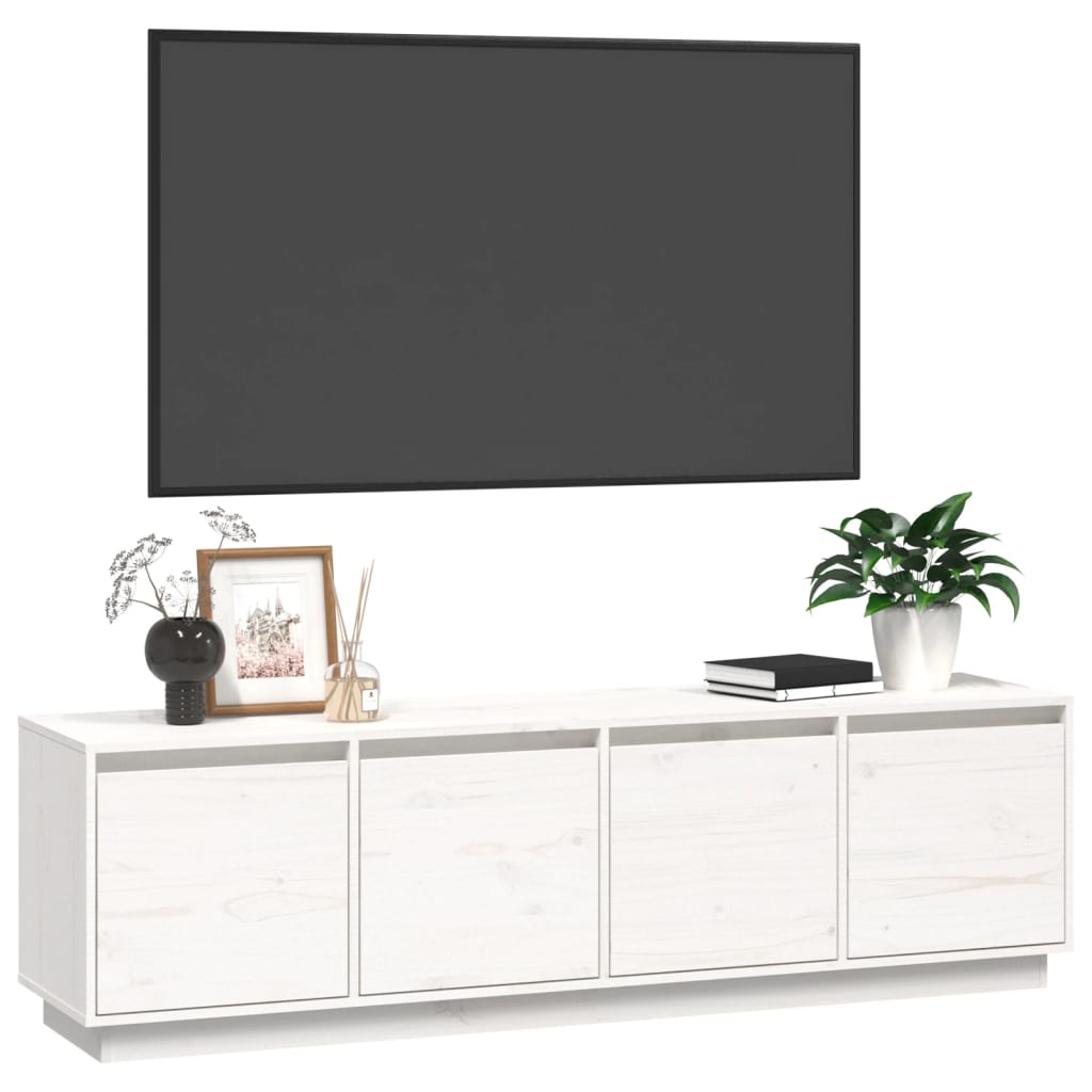 Fehér tömör fenyőfa tv-szekrény 156 x 37 x 45 cm Fehér tömör fenyőfa tv-szekrény 156 x 37 x 45 cm