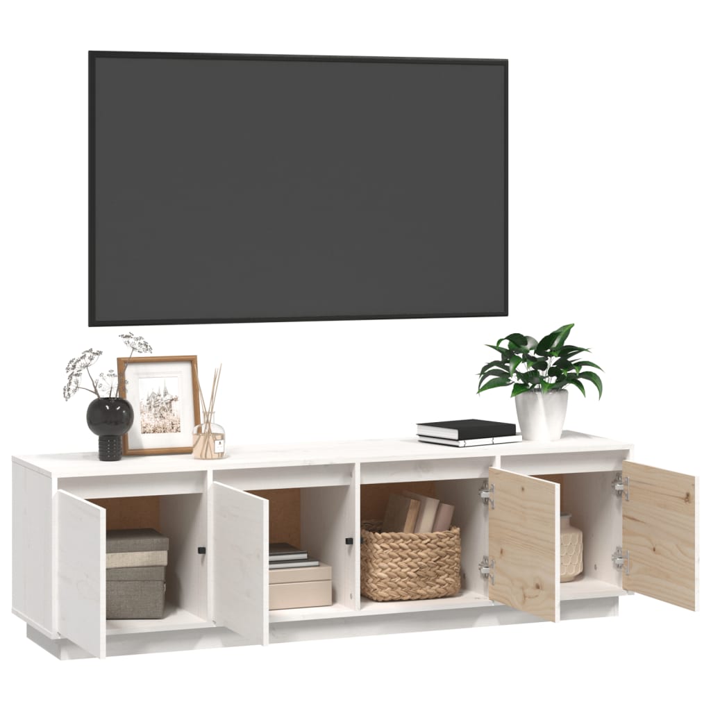 Fehér tömör fenyőfa tv-szekrény 156 x 37 x 45 cm Fehér tömör fenyőfa tv-szekrény 156 x 37 x 45 cm