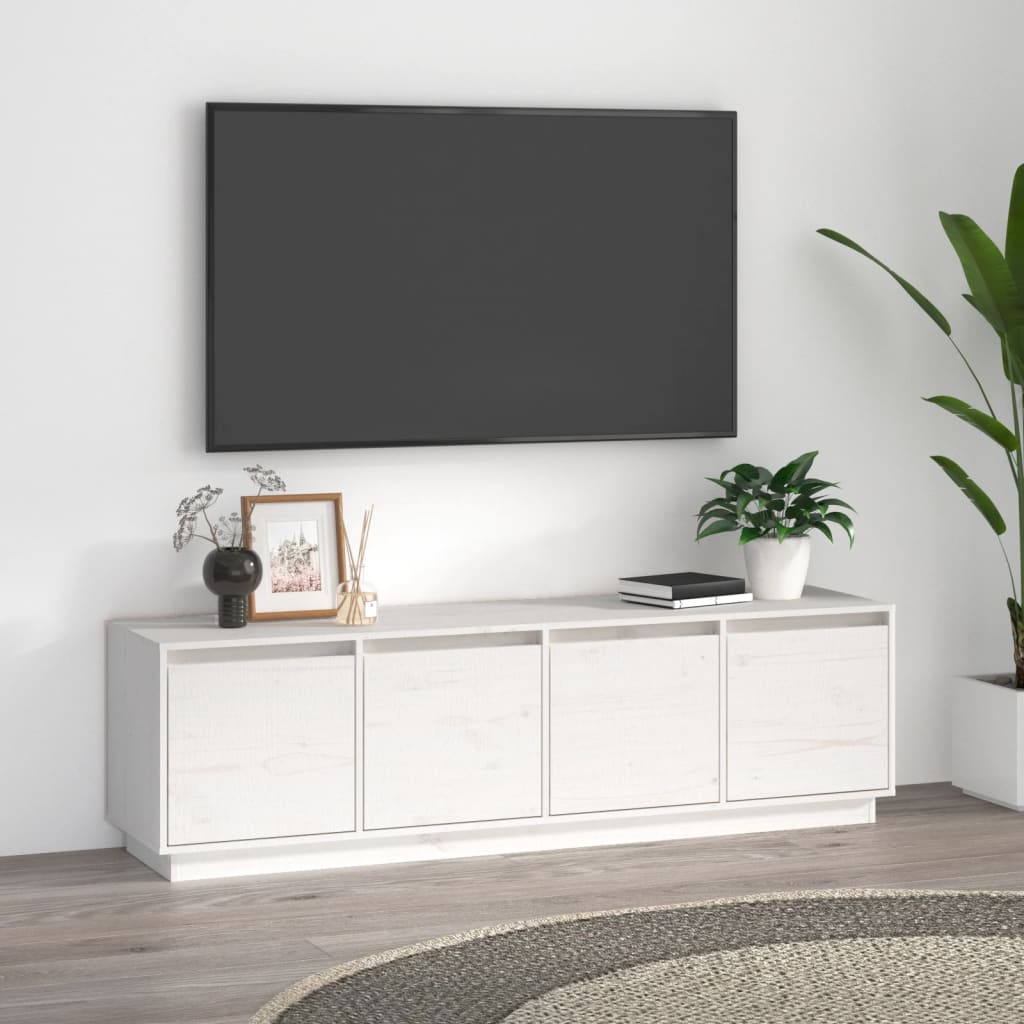 Fehér tömör fenyőfa tv-szekrény 156 x 37 x 45 cm Fehér tömör fenyőfa tv-szekrény 156 x 37 x 45 cm