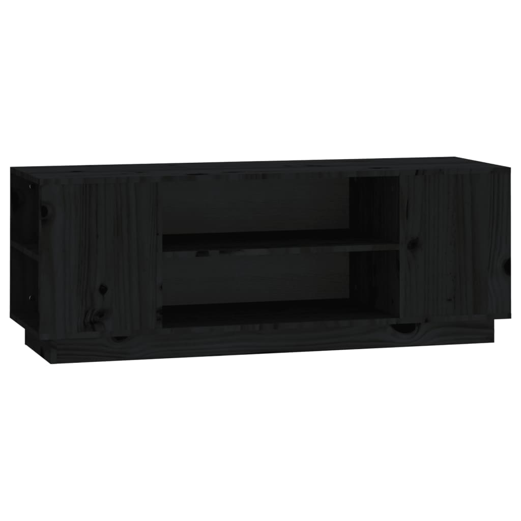 Fekete tömör fenyőfa tv-szekrény 110x35x40,5 cm Fekete tömör fenyőfa tv-szekrény 110x35x40,5 cm