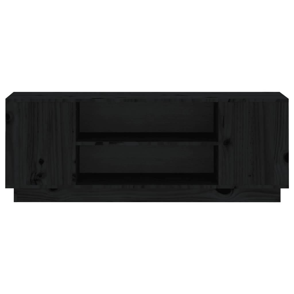 Fekete tömör fenyőfa tv-szekrény 110x35x40,5 cm Fekete tömör fenyőfa tv-szekrény 110x35x40,5 cm