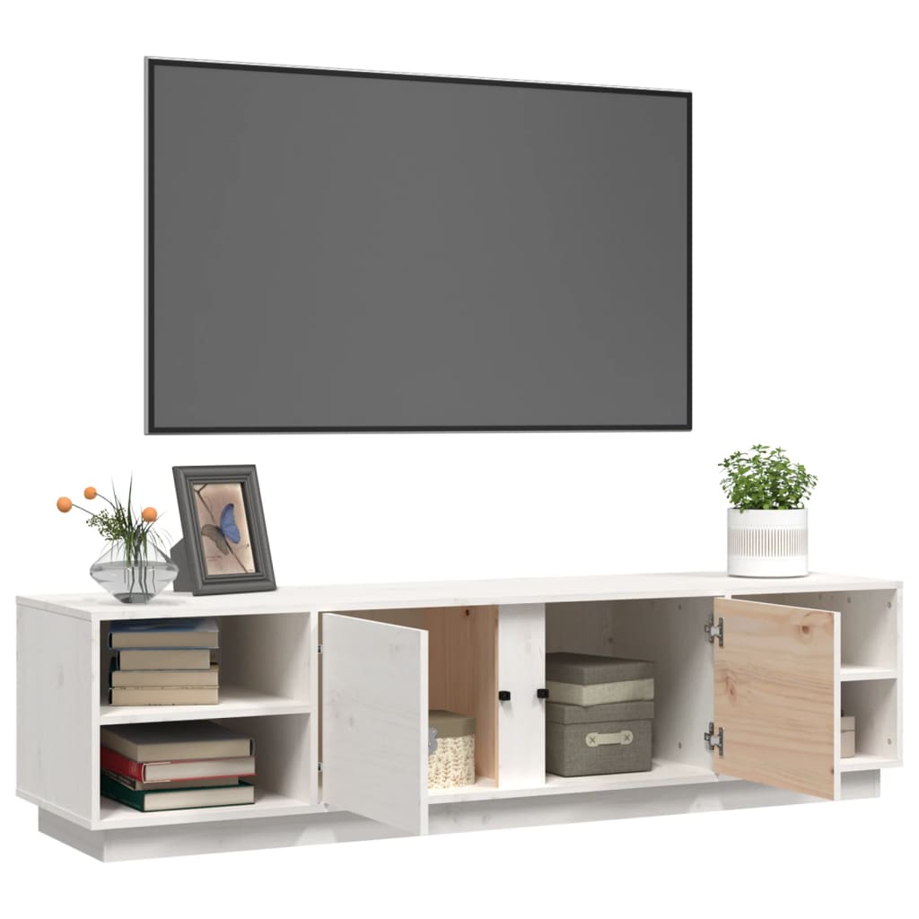 Fehér tömör fenyőfa tv-szekrény 156 x 40 x 40 cm Fehér tömör fenyőfa tv-szekrény 156 x 40 x 40 cm