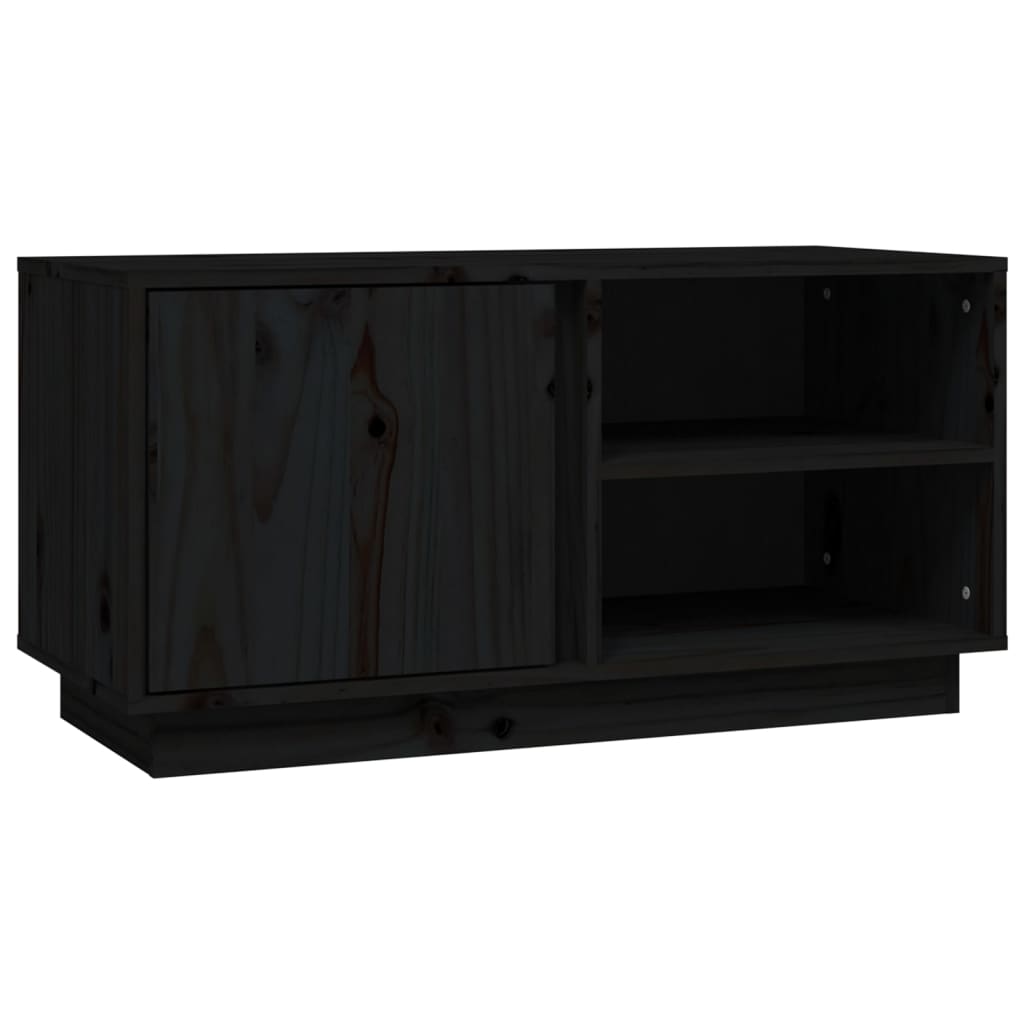 Fekete tömör fenyőfa tv-szekrény 80 x 35 x 40,5 cm Fekete tömör fenyőfa tv-szekrény 80 x 35 x 40,5 cm
